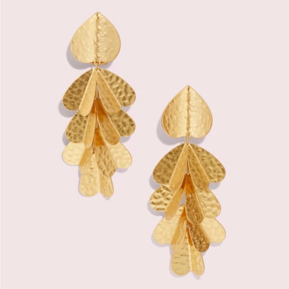 Kate Spade Metal Petal Drop Earrings in Worn Gold - Picture 2 of 4